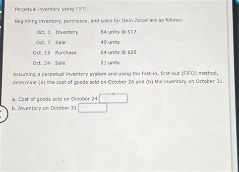 Solved Perpetual Inventory Using Fifo Beginning Inventory Chegg