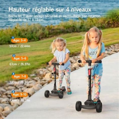 Besrey Trottinette Enfant Hauteur R Glable Roues Super Flash Led