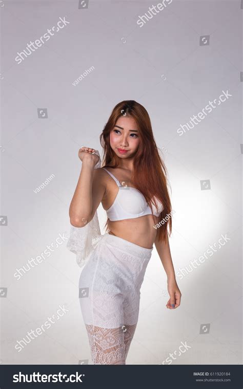 Sexy Asian Woman White Lingerie On Stock Photo 611920184 Shutterstock