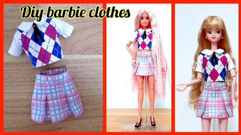 Diy Barbie Clothes Doll Clothes 바비인형옷만들기 핑크교복 미미인형옷만들기 Youtube