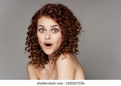 Pretty Woman Naked Shoulders Makeup Curly Stock Photo Shutterstock