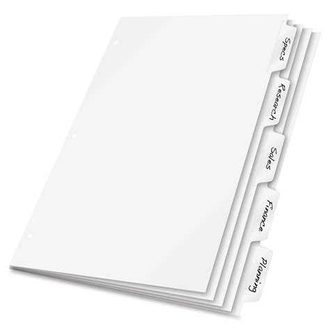 Custom Binder Divider Tabs Withwithout Three Hole Punch Set Of 5 Set