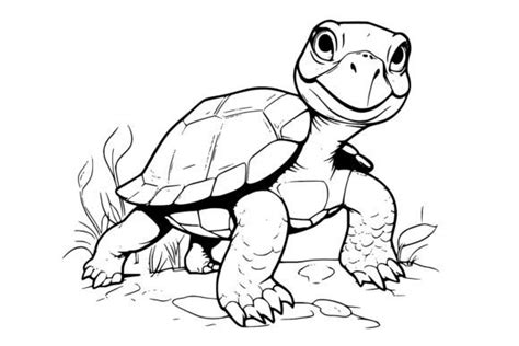 Cute Turtle Coloring Pages For Kids Graphic By Mycreativelife