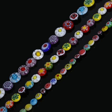 Millefiori Flower Flat Coin Glass Beads Colorful Beads Murano Beads 6mm 8mm 10mm Etsy