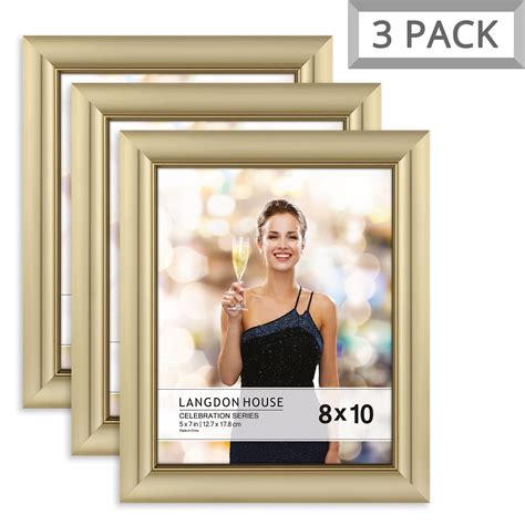 Langdon House 8x10 Gold Picture Frame Glam Style 3 Pack Celebration