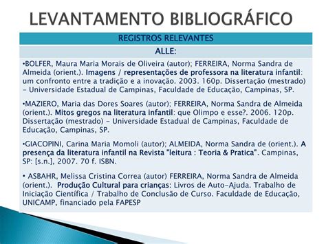 Exemplos De Levantamento Bibliogr Fico Ensino