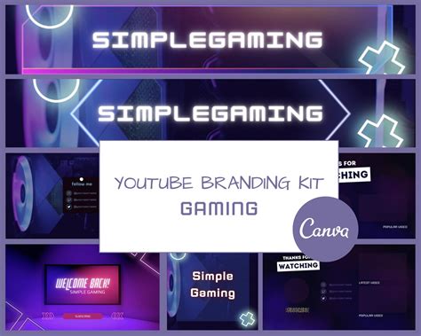 Youtube Branding Kit Gaming Banner, Intros and Outros Editable Canva Templates Gaming Channel ...