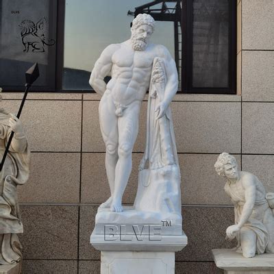 Marble Hercules Sculpture White Stone Naked Male Greek God Heracles Statues Life Size Garden
