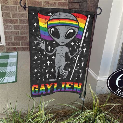 Gaylien Rainbow Flag Gay Alien Flag Et Space LGBTQ Pride Garden Flag Progress Pridegarden