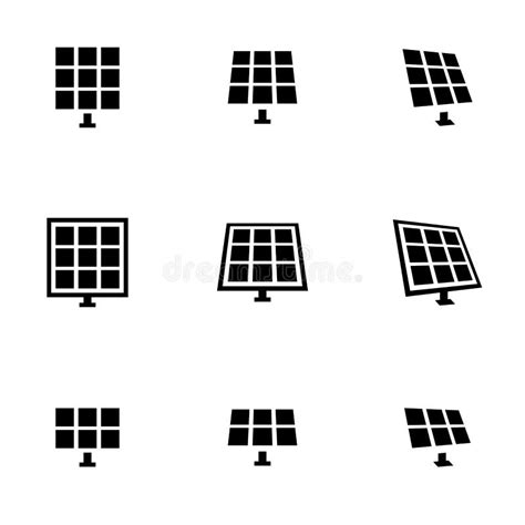 Solar Panels Technology Black White Icon Set Stock Illustrations 49