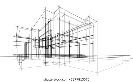 architectural sketch building stock vector royalty