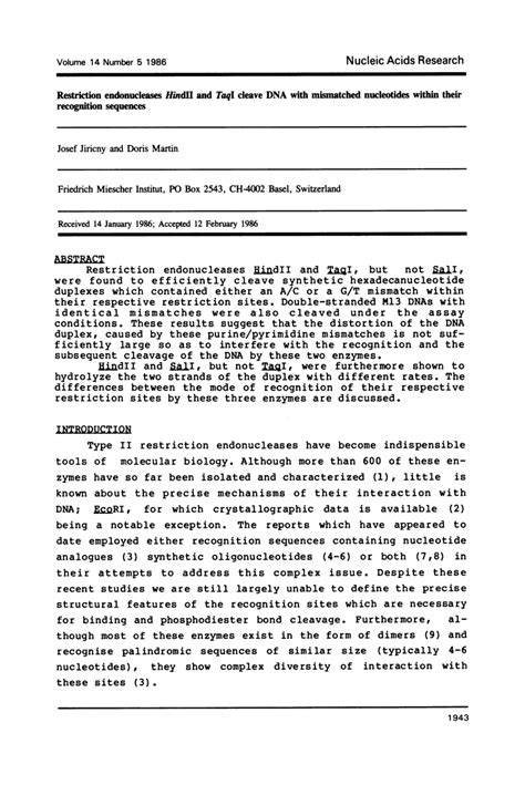restriction endonucleases hind ii  taq  cleave dna