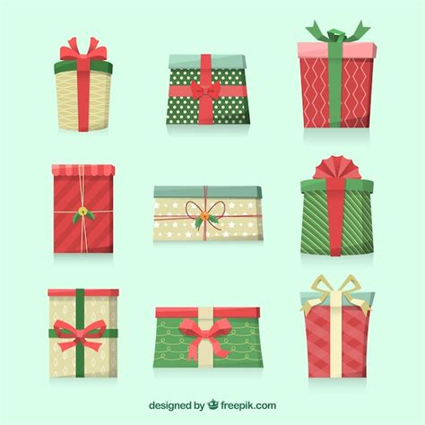 Set De Cajas De Regalo Para Navidad Vector Gratis