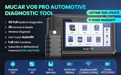 MUCAR VO6 Pro OBD2 Scanner Wireless Full System Scan Tool With 28