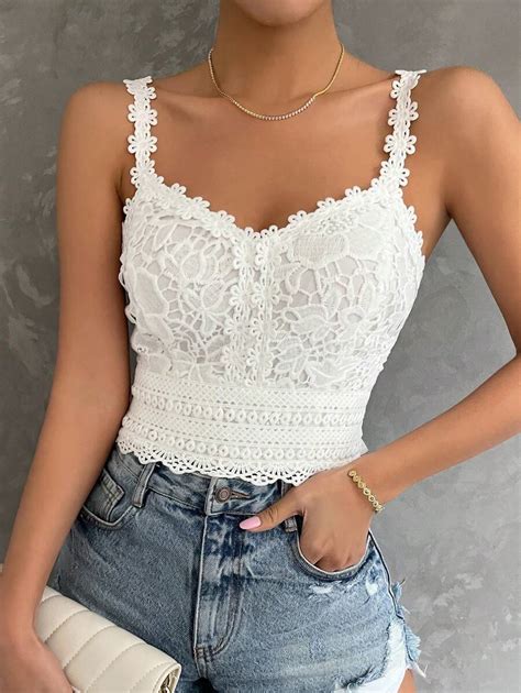 Shein Lune Guipure Lace Cami Top Shein Usa