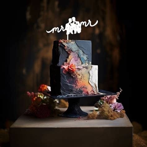 Script Mr Mr Gay Silhouette Same Sex Cake Topper POSH TOPPERS