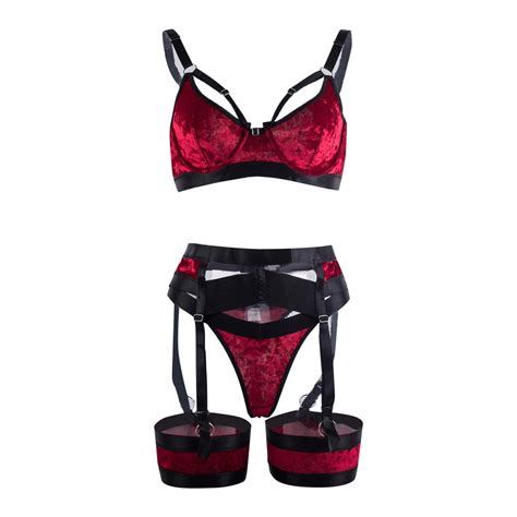 Aayomet Lingerie For Women Plus Size Women One Piece Lingerie Lace Bodysuit Deep V Teddy Red L