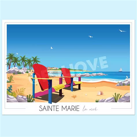 Affiche Sainte Marie La Mer Plage D Coration Murale Foliove