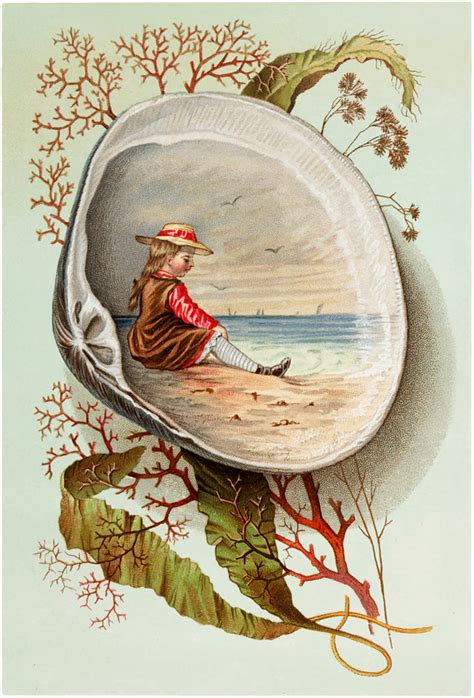 9 Children With Seashells Illustrations The Graphics Fairy