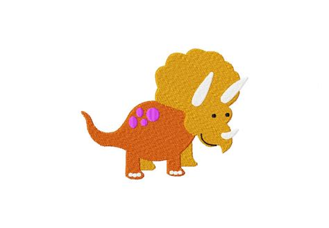 Dinosaur Triceratops Machine Embroidery Includes Both Applique And Fill