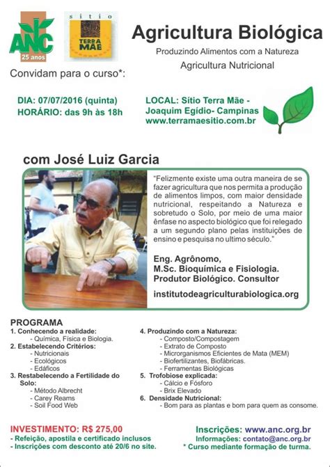 Curso De Agricultura Biol Gica Associa O De Agricultura Natural De