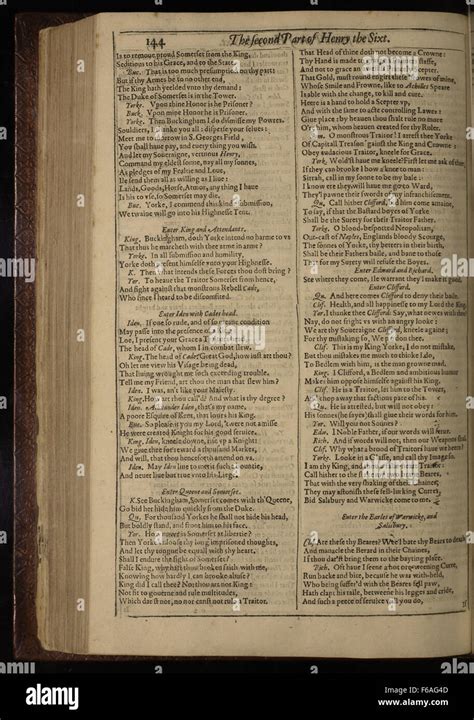 First Folio The Second Part Of King Henry Vi P Stock Photo Alamy