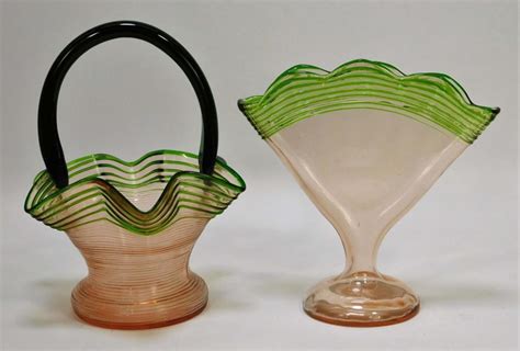 Sold Price 2 Kralik Threaded Bohemian Art Glass Vases January 6 0120 11 00 Am Est