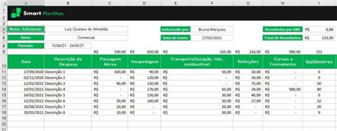 Planilha De Reembolso De Despesas Smart Planilhas