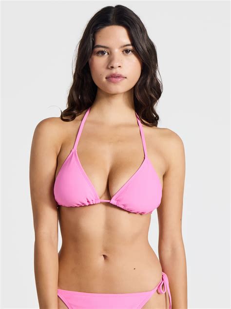 No Boundaries Solid Triangle Bikini Top Womens Walmart