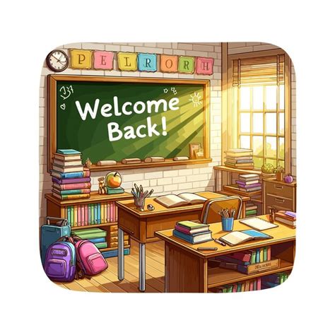 плакат с надписью "Добро пожаловать в школу" с зеленым баннером, на ...