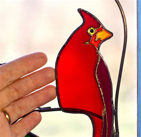 Cardinal Stained Glass Suncatchers Bird Glass Ornaments Bird Etsy