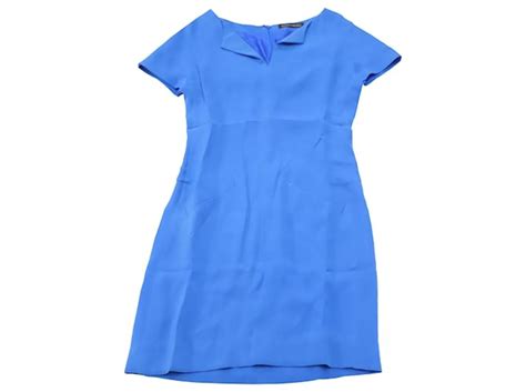 Robe Droite Balenciaga En Soie Bleue Ref Joli Closet