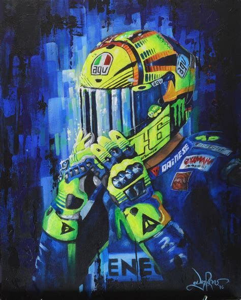 Valentino Rossi Painting Motogp Racing Art Vr46 Valentino Rossi