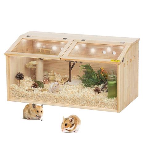 Coziwow Wooden Hamster Cage Habitat With Visible Acrylic Boards