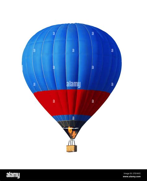 Bright Hot Air Balloon With Wicker Basket On White Background Stock