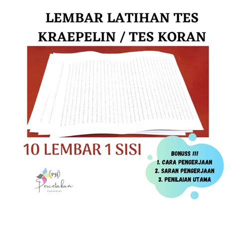 jual tes kraepelin  tes koran tes psikotes paket  shopee