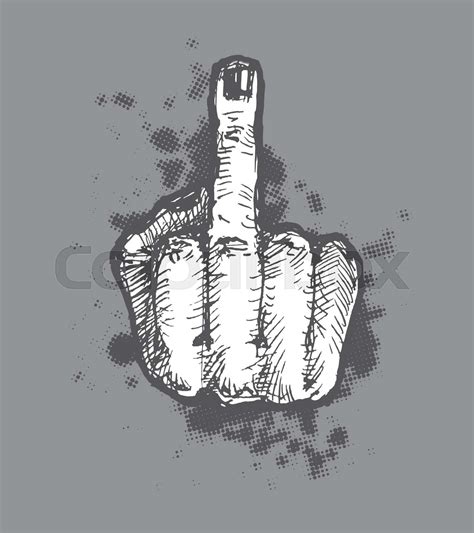 Hand Middle Finger Fuck You Symbol Hand Drawn Vector Stock Vector Colourbox