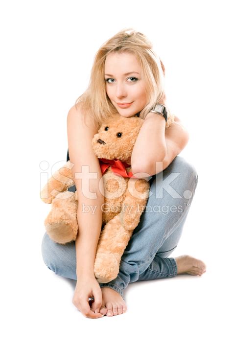 Smiling Blonde With A Teddy Bear Stock Photo Royalty Free Images FreeImages