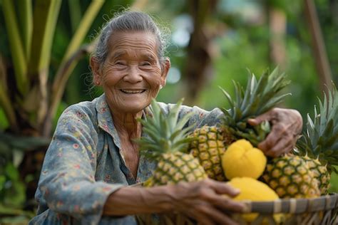 Fotorealistisches Portr T Einer Person Mit Ananasfrucht Kostenlose Foto