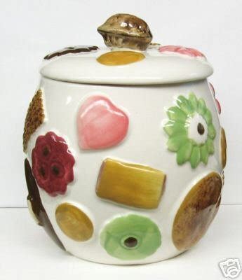 S Napco Cookies All Over Walnut Handle Cookie Jar