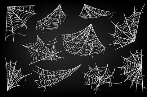 Premium Vector Collection Of Cobweb Isolated On Black Transparent