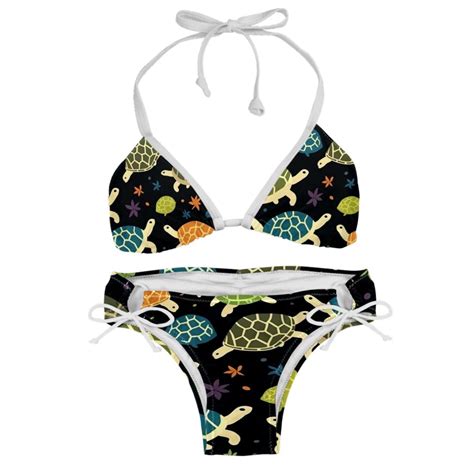 Turtle Seamless Detachable Sponge Adjustable Strap Bikini Set Two Pack Swimsuits For Women