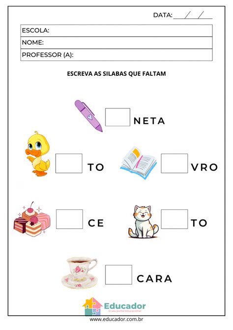 Atividades de português para crianças com dificuldade de aprendizagem ...