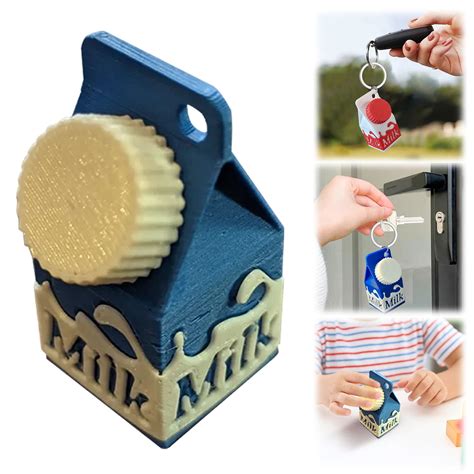 Lactose Intolerant Keychain - 3D Milk Carton Pill Holder for Enzyme