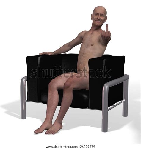 Nude Man Sitting Chair Giving Middle Stock Illustration Shutterstock