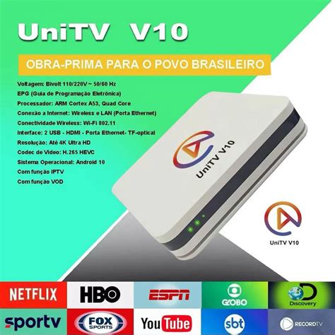 UNITV V10 Smart Tv Box 4k Android Wifi 5g Chabon