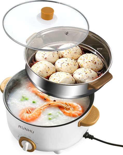 Amazon RUNHU Electric Hot Pot With Steamer 4L Non Stick Electric