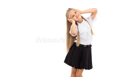 Écolière Assez Blonde D isolement Sur Un Fond Blanc Photo stock Image du fille occasionnel