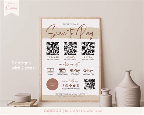 Editable scan to pay template payment sign qr code sign business canva
