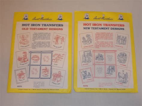 Vintage NEW Sealed Aunt Martha S Hot Iron Transfers Iron On Transfers 3375 3376 New Testament